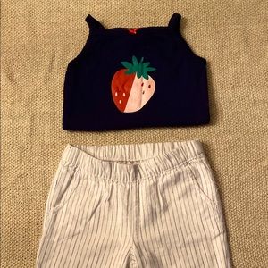 Navy strawberry onsie with cargo striped joggers